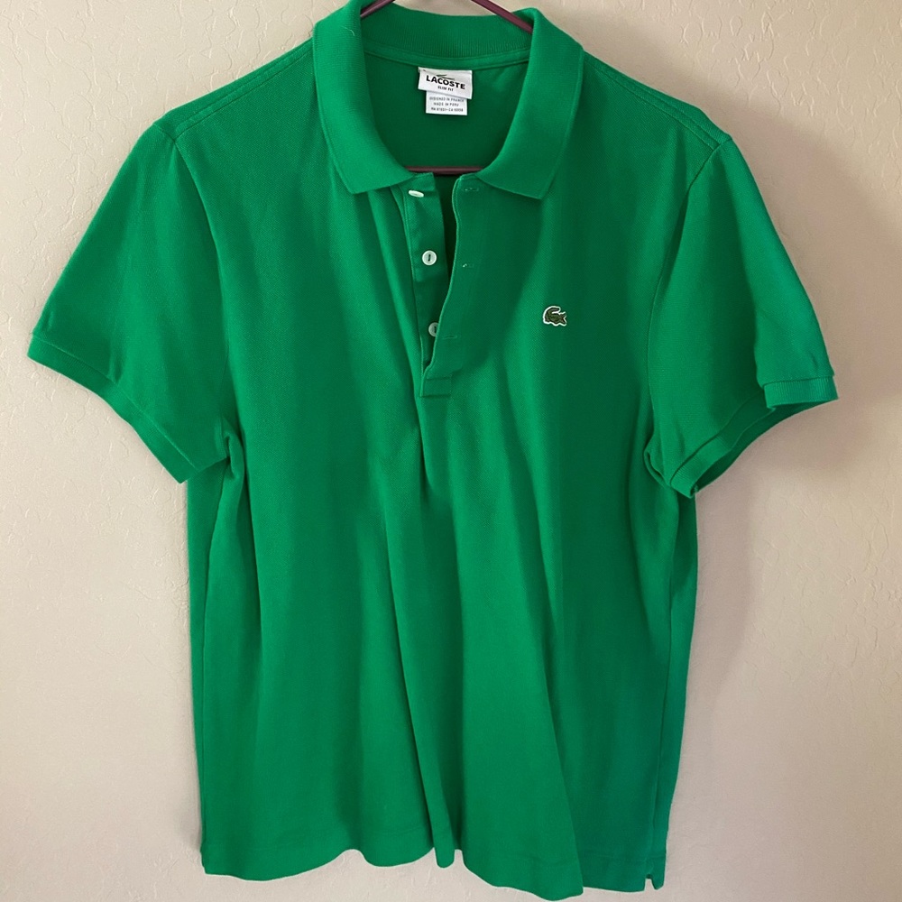 Green Lacoste polo